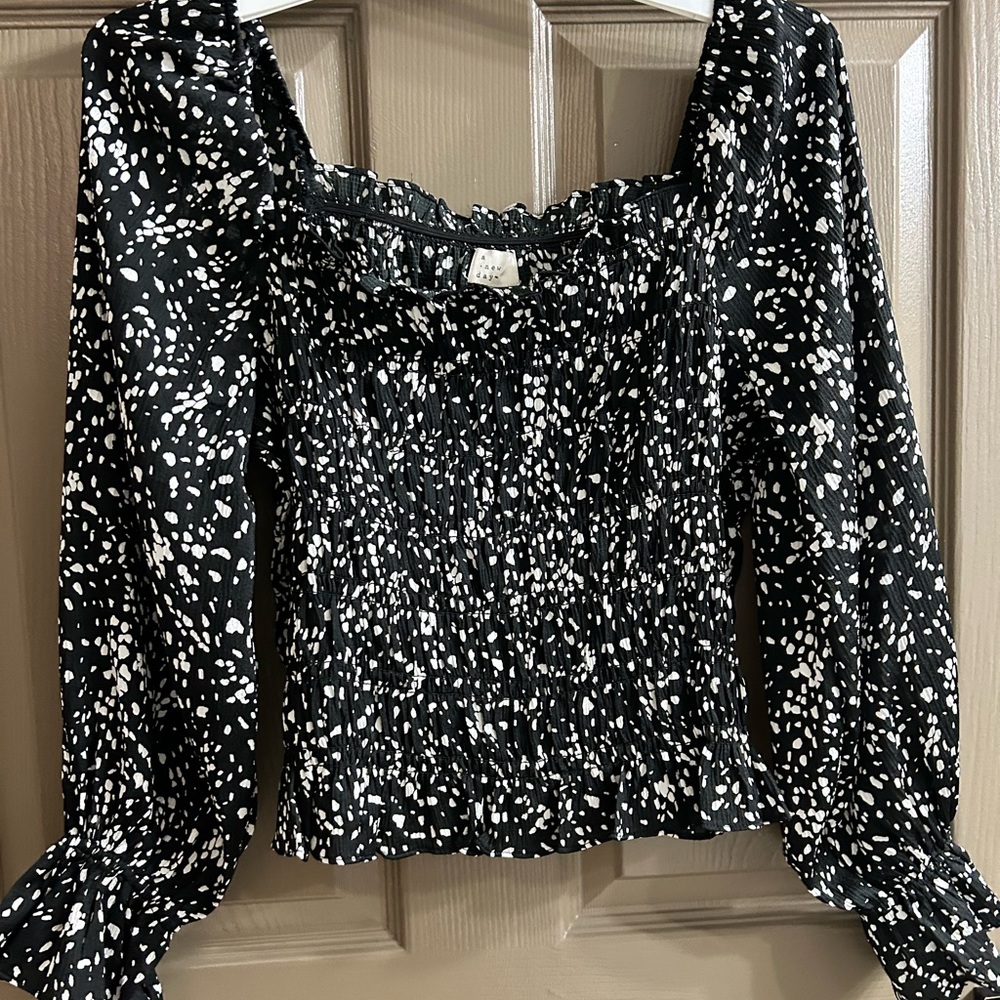 A New Day Black and White Patterned Blouse